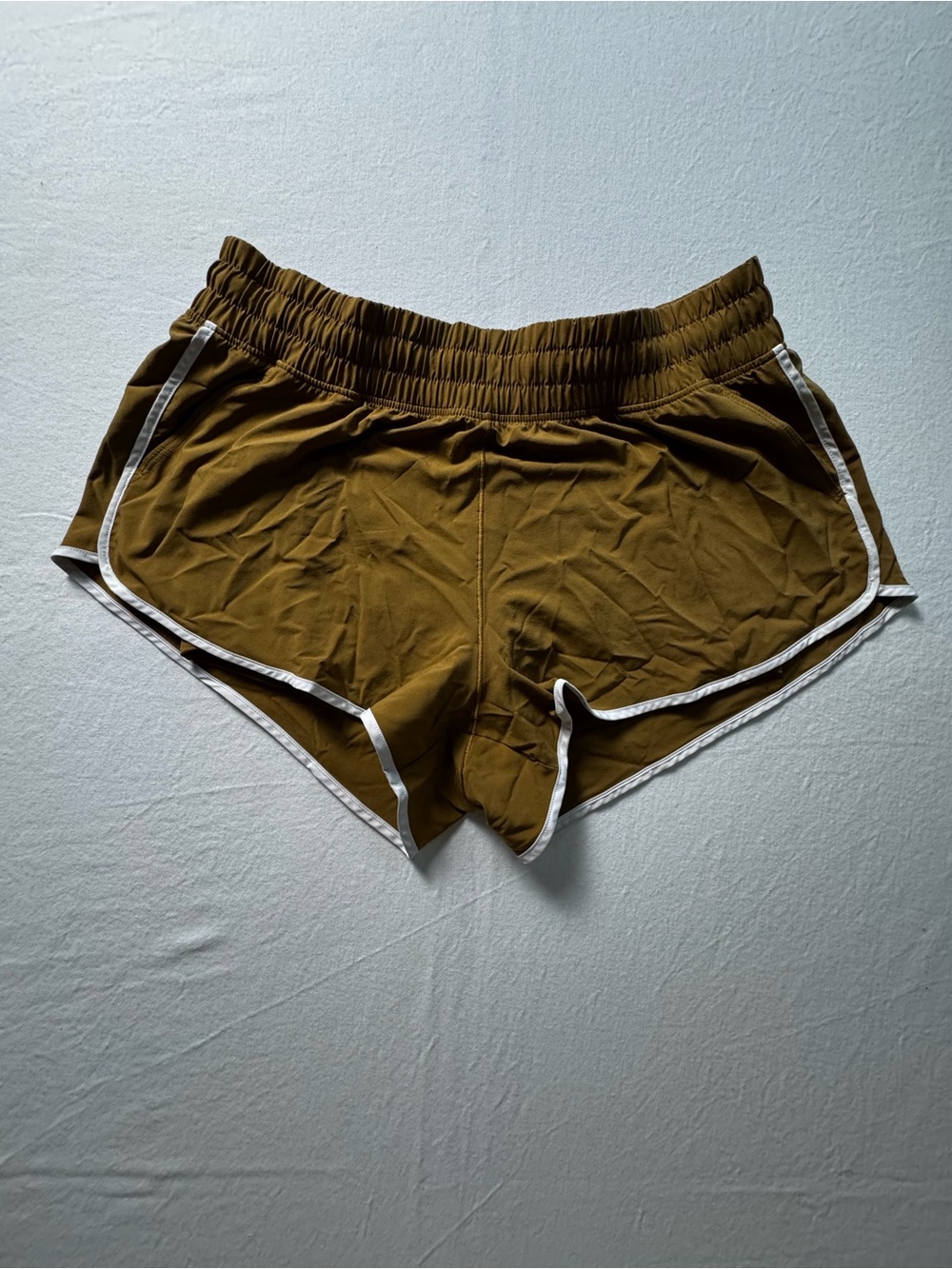 Women's Olive Athletic Dolphin Shorts with White Trim